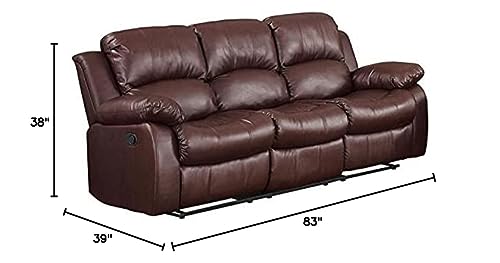 Homelegance Resonance 83" Bonded Leather Double Reclining Sofa, Brown