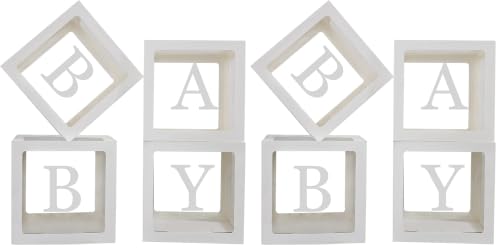 Image of Baby Boxes with Letters for Baby Shower,Clear Baby Shower Decorations Block Boxes for Gender Reveal,Transparent Balloon Box Backdrop Birthday Party,4PCS (Pack of 2)
