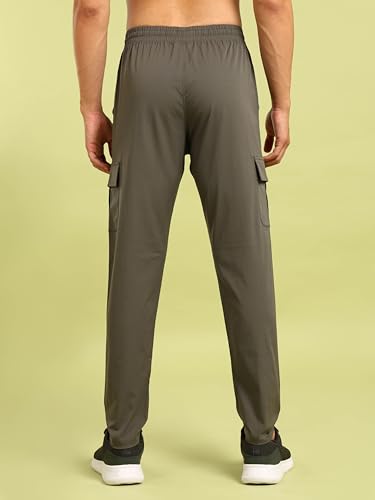 Image of TECHNOSPORT Men's Regular Fit Mid Rise Polyester Solid Cargos for Activewear, Regular Use and Quick Dry