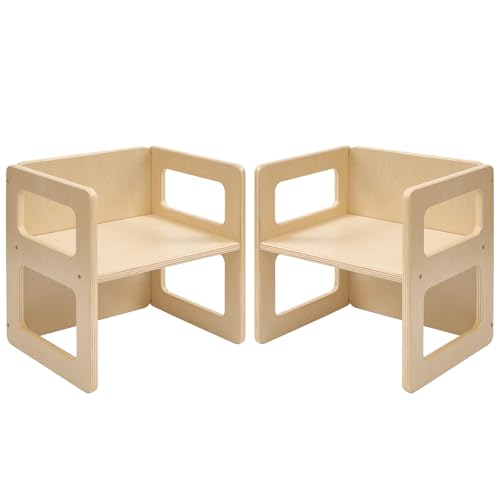 FUNLIO Chaise de sevrage Montessori réglable en Hauteur pour Les Enfants de 1 à 3 Ans, Chaise en Bois Massif de qualité, pour Manger/Lire/Jouer, mobilier...