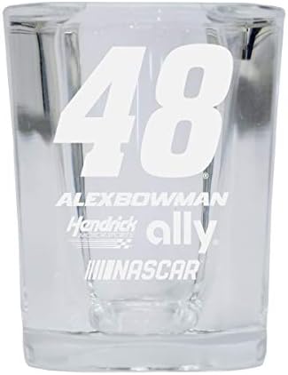 R and R Imports Alex Bowman NASCAR #48 Etched Square Shot Glass