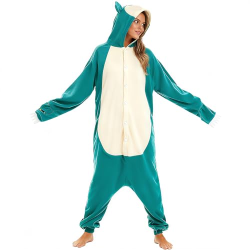 Onesie Pajamas Unisex Adult for Women Men Animal Costume Cute Onesies Flannel Cartoon Cosplay Halloween Sleepwear (US Alpha Small Regular Regular Style A)