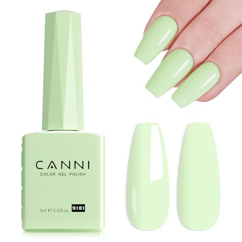 Image of CANNI 9ml Mint Green Gel Nail Polish, High Gloss UV LED Soak Off Gel