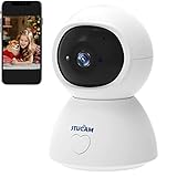 STUCAM Babyphone mit IP-Kamera, Tuya APP-Steuerung, Haustierkamera-Handy, mit Bewegungssensor für Zwei-Wege-Audio, Nachtsicht, 1080P HD, Smart Home, funktioniert mit iOS/Android(Weiß)