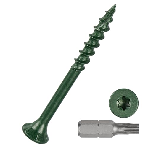 DTGN #8x2 Deck Screws - 120Pack - Good for Decks, Fences, Frames, Farms, Outdoor Furniture - Carbon Steel Wood Screws Epoxy Coated W/ T25 Torx Star Drive Bit - Green