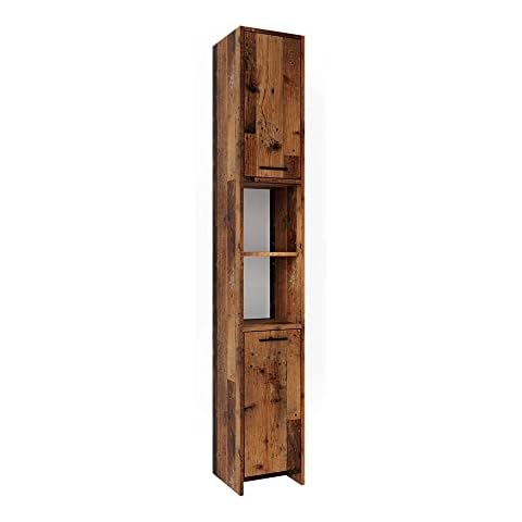 Vicco Hochschrank Badschrank Badezimmermöbel Kiko Old Style 30x190 cm modern Badezimmer Schrank Badmöbel Schranktür Schrankfach Cover