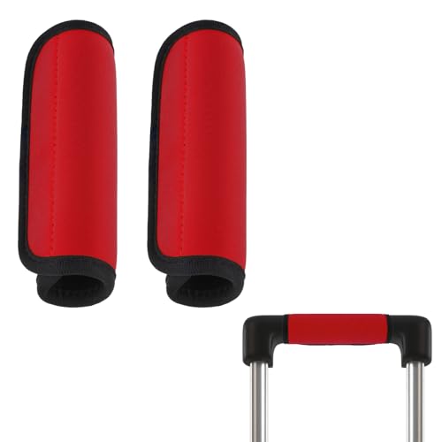 2Pack Luggage Handle Wrap for Suitcase Travel Essential Bright Red Color Soft Luggage Identifiers for Suitcases Neoprene Material Comfortable Suitcase Handle Wraps for Suitcase for Traveling