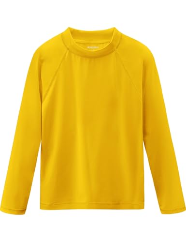 Image of Boys Swim Shirts Long Sleeve Rash Guard Sun Protection UPF50+ T Shirts Rashguard Swimwear Fishing Water ShirtsQuick Dry Cool Beach Sun Shirt for Toddler Kids Ginger Yellow 3T