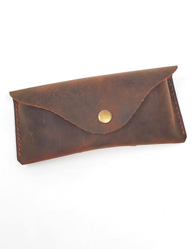 Image of Leather Eyeglass Case -Glasses Case - Sunglass Case - Genuine Leather Eyeglasses Case with Snap Closure