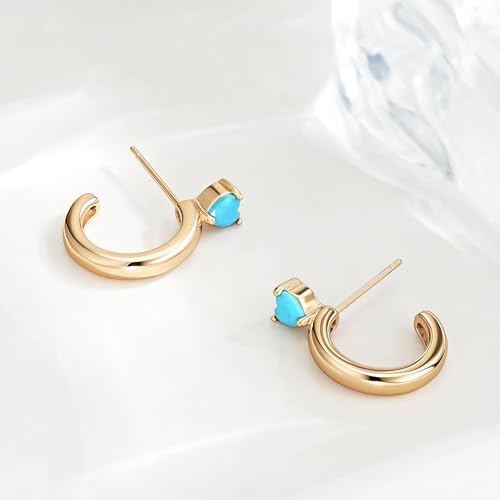 FETTERO Gold Hoop Earrings for Women, 14K Gold Plated Open C Shape Hoops Lightweight Chunky Gold Earrings, Hypoallergenic Gold Earrings for Women Ear Piercing Jewelry Gifts