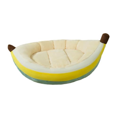Image of Dog Warm Bed Banana Shape Plush Cozy and Machine Washable Puppy Cushion S | Dog Supplies | Beds