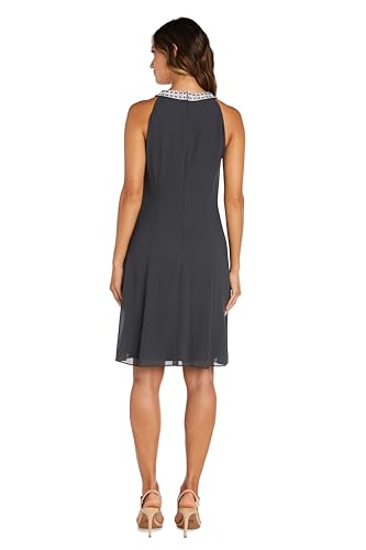 Image of R&M Richards Women's Chiffon Halter Cocktail Dress W /Jeweled Neckband & Cascade Drape