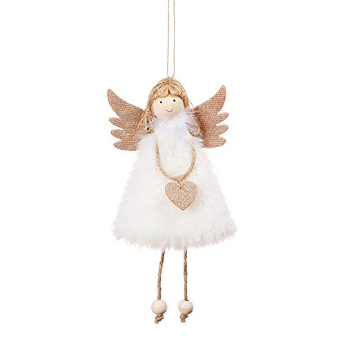 jagosen DéCorations D'Anges De NoëL DéCorations Suspendues dans Le Sapin De NoëL PoupéE Pendentif Ange en Peluche Mignon DéCoration Suspendue pour La Table De NoëL DéCoration du Sapin De NoëL White Cover