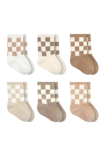 bistyle Baumwolle 6 Paar Baby Socken für Neugeborene Säugling 0-6 Monate bis 3 Jahre Schachbrettmuster | Stopper Nahtlos Socken | Jungen Mädchen Kindersocken