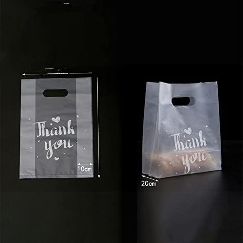 Transparent Plastic Thank You Gift Bags with Handle Christmas Wedding Party Favor Candy Cake Baking Wrapping Shopping Bag (B-L)