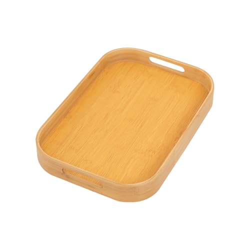 Plateau de Service en Bambou Avec Poignées - Pour Cuisine, Petit-Déjeuner, Thé, Table Basse - Rectangulaire (40 x 28 x)