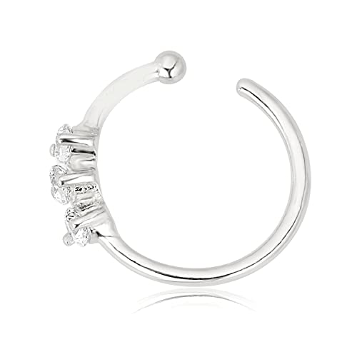 Image of AVORA 14K Gold Simulated Diamond CZ Nose Ring Hoops (20 Gauge)
