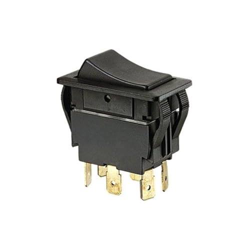 Ideal, 774040BK - Black Rocker Switch, Dpdt, On-Off-On, Spade, (Each)