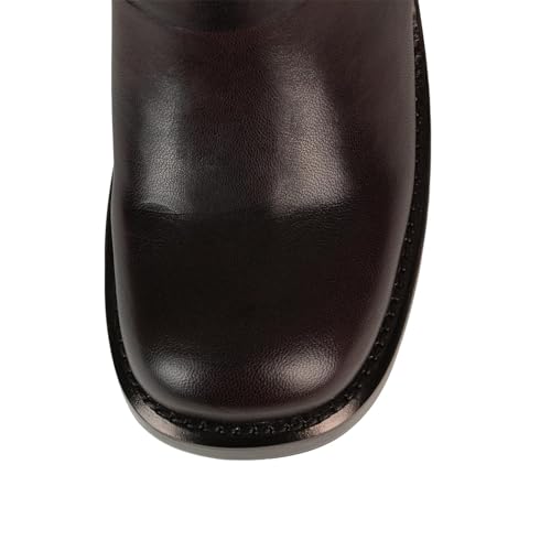 Image of Women's Knee High Riding Boots Chunky Heel Wide Calf Motorcycle Boots with Side Zipper