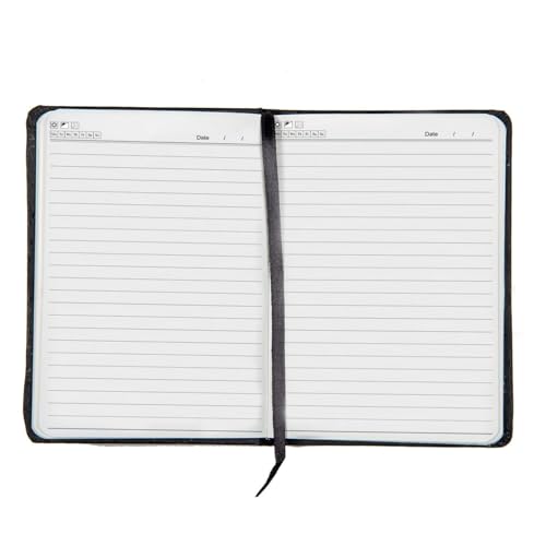Image of AccuPrints A6 Hard Bound Diary Size 6 x 4.2 inches with 160 Pages | Notebook Diary with Elastic Lock PU Leather Pocket Diary for Office (Black)