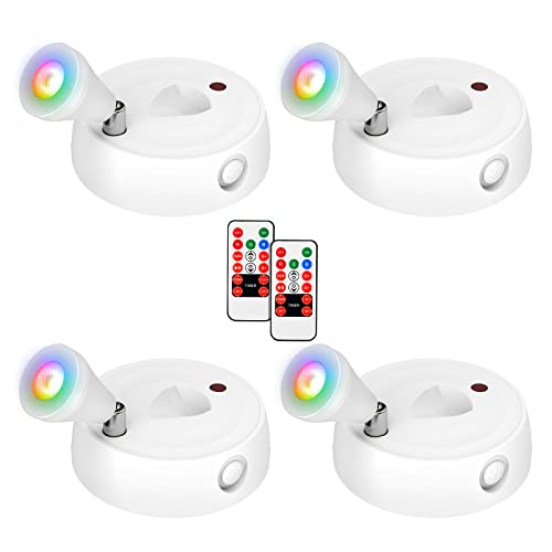 Olafus 2 Pack Led Wireless Spotlight 400Lm Accent Lights Battery Operated, Led Rgb Spotlight Indoor With Remote, Color Changing Accent Light With Remote For Framed Picture Painting Artwork #TOP1