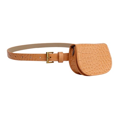 Bolsa de cinto feminina destacável mini bolsa de couro com alça ajustável - bolsa de cinto para chaves, telefone e moedas, Laranja