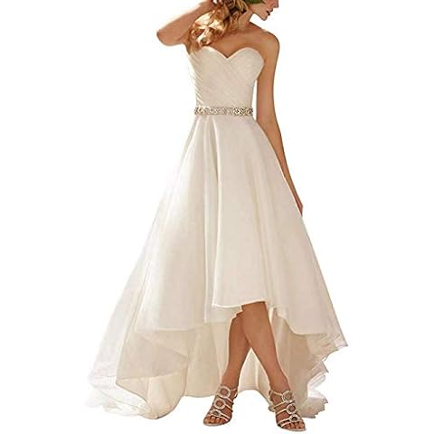 Jaeden Brautkleid Hochzeitskleider Vintage Damen Herzausschnitt Vorne Kurz Hinten Lang Weiß EUR34 Cover