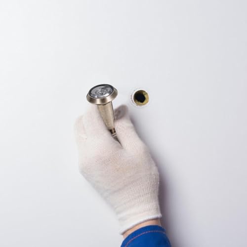 Ojo de pez para puerta Tofficu gran angular 200° lente HD vidrio con cubierta de privacidad latón antiguo 16mm diámetro 40-63mm para seguridad en hogar y oficina miniatura 4