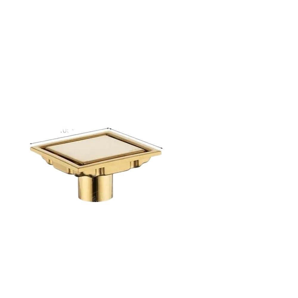 Sunrrafck 10X10cm Gold 1Pc 10Cm Square Shower Drain Tile Insert Anti Odor Stainless Steel Floor Kit With Removable Grate Cover Hair Strainer(10X10cm Gold)