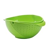 Julyshop 1Pc 2 in 1 Vegetable Basin Wash Rice Sieve Fruit Bowl Fruit Basket Kitchen (Green)