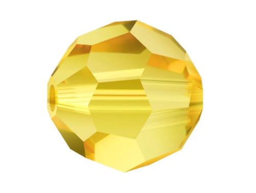 200pcs Adabele Austrian 4mm (0.16 Inch) Small Faceted Round Crystal Beads Light Topaz Yellow Compatible with Swarovski Crystals Preciosa