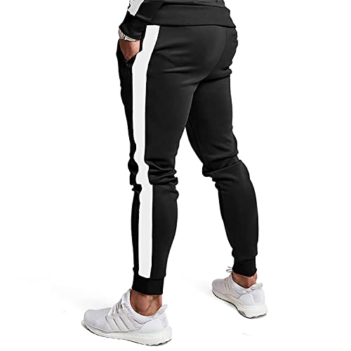 Tezo Men's Casual Active Tracksuits Full Zip Sports Jogging Suits Sets Athletic Running 2 Piece Sweatsuits With Zip Pockets(Bk L) Black #TOP2