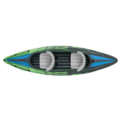 Intex 68306EP Challenger K2 2-Person Inflatable Kayak and Accessory Kit with Aluminum Oars and High Output Air Pump for Lakes, Rivers, and Fishing