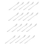 Lot de 20 mini fourchettes à apéritif en acier inoxydable à 2 broches pour crabe, escarpe, huître, fruits, salade, dessert, petite fourchette de dégustation en métal pour fête et cuisine