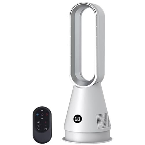Genérico Ventilador de torre sin aspas con control remoto,ventilador de mesa purificador de aire sin aspas,8 velocidades,temporizador de 8 horas,oscilación de 80°,pantalla LED, modo de suspensión
