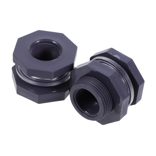 Zerodeko 2pcs Bulkhead Fitting Connector PVC Water Tank Fittings for Rain Barrels Aquariums Hose Plastic Bulkhead Adapter