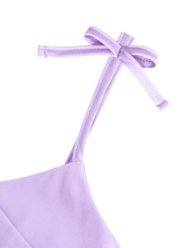 Image of Girl's 2 Piece Outfits Casual Button Spaghetti Strap Knot Cami Top and High Waist Wide Leg Pants Set