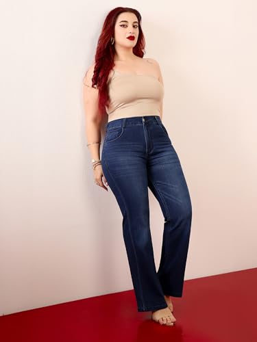 Image of Miss Chase A+ Women's Bootcut High Rise Regular Length Stretchable Denim Jeans