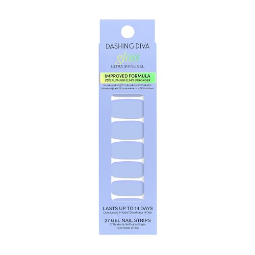 Dashing Diva Gloss Nail Strips - Birdie - UV Free, Chip Resistant, Long Lasting Gel Stickers - Contains 27 Wraps, 1 Prep Pad, 1 File