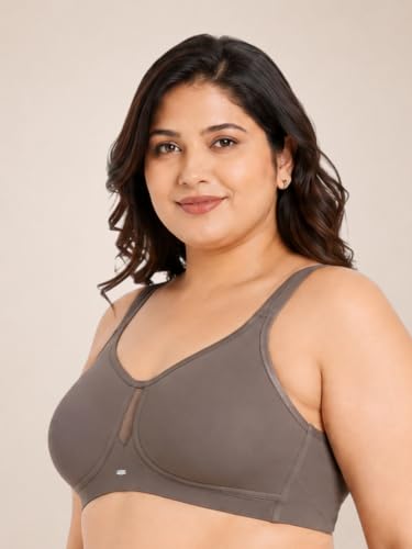 Image of SOIE Women's Full Coverage Minimizer Bra|Non Padded, Non Wired,Nylon Spandex |Broad Cushioned Straps,High Side Coverage & Side Support