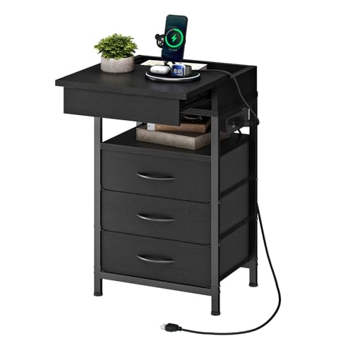 HOOBRO Nightstand with Charging Station