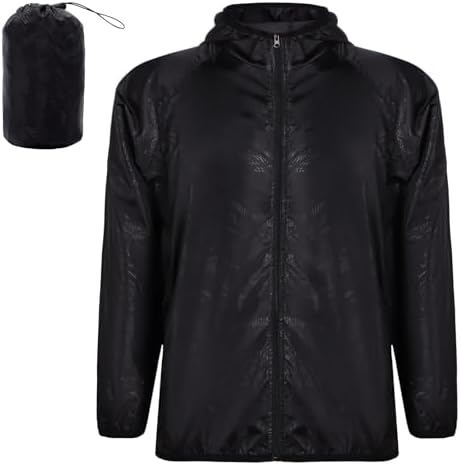 Mens Waterproof Jackets Lightweight Packable Rain Jacket Men Water Proof Hooded Rain Coats for Men Women for Travelling, Camping, Running, Hiking