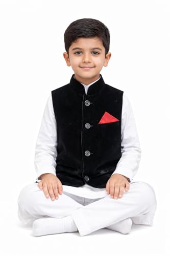 Image of T+D Ethinic Wear Velvet Western Style Sleeveless Half Blazer Fancy Coat Jacket For Kids Boys