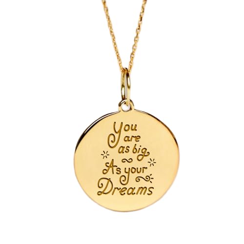 Collier pendentif pièce gravée 24 mm avec chaîne câble 45,7 cm argent plaqué or