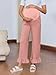 Yousify Womens Maternity Pants Soft Ruffle Flowy Lounge Palazzo Pants Pregnancy Wide Leg Trousers Pink