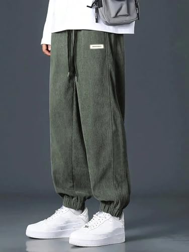 Image of KOTTY Men's Solid|Button|Wide|Loose fit|Corduroy Trousers & Pant for Men