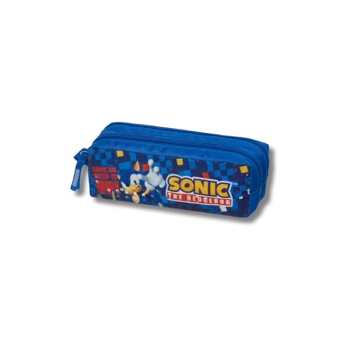 Estojo Duplo Sonic Escolar Necessaire Infantil Meninos Organizador Pacific Azul