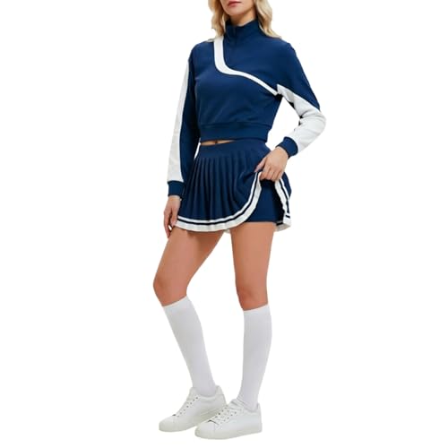 Ensemble tennis golf femme : haut demi-zip et jupe plissée sport