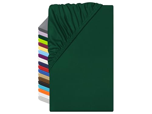 npluseins Sábana bajera ajustable de microfibra, transpirable y apta para alérgicos, 1519.2192, 140 x 190-200 cm, color verde oscuro