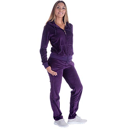 Image of Velour Tracksuit Womens 2 Pieces Joggers Outfits Jogging Sweatsuits Set Soft Sports Sweat Suits Pants